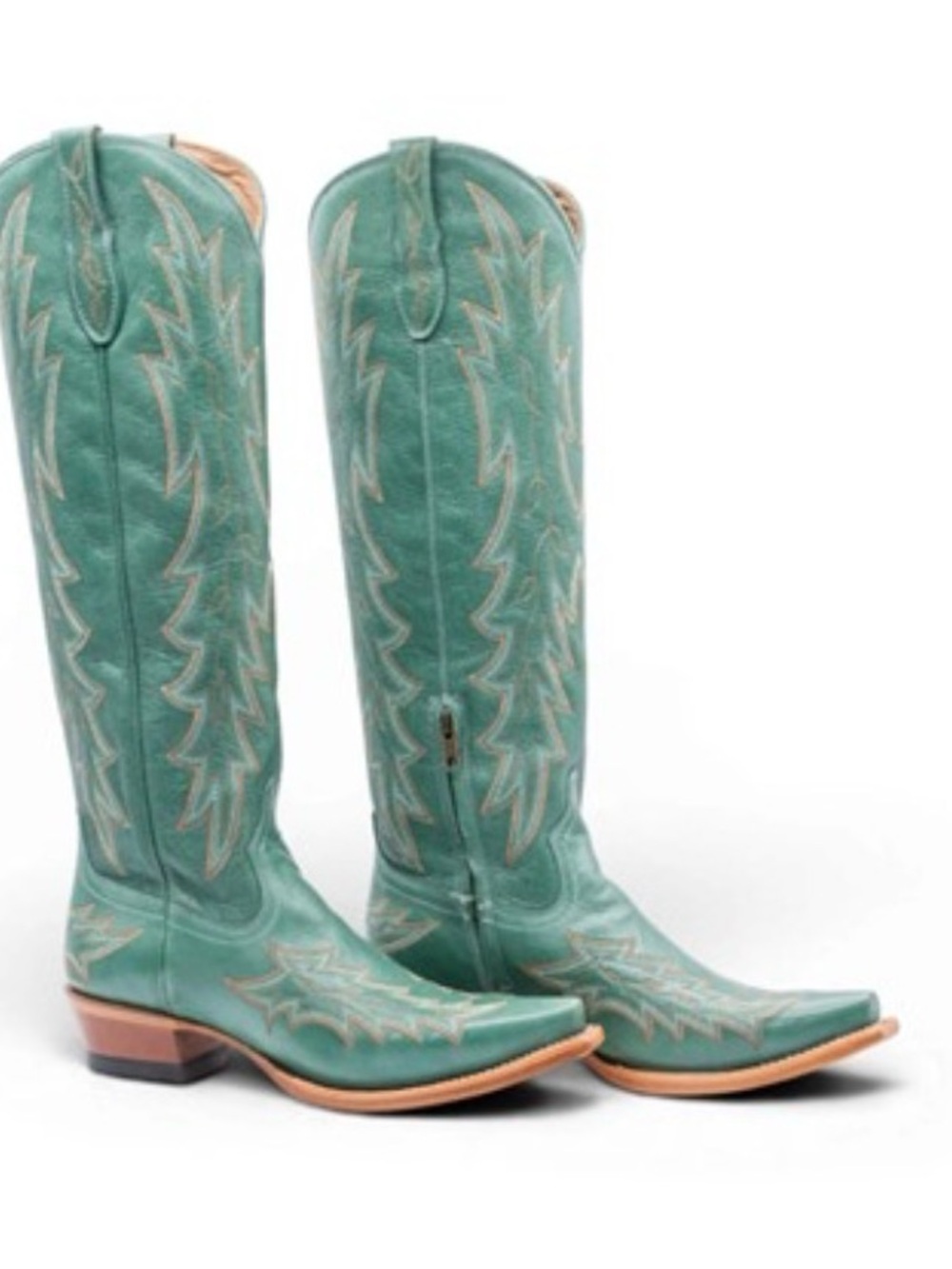 Women's Teal Leather Western Knee-High Boots. Size 8. NWT.